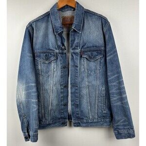 Levi's Blue Jean Jacket Men's Size LARGE Trucker  Stonewash Denim Coat Levi